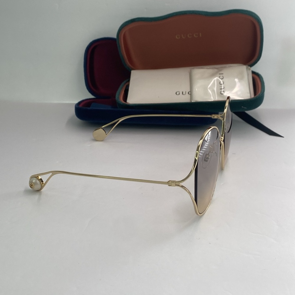 New Authentic GUCCI GG0362S 003 Blue to Peach Gradient Sunglass - Picture 6 of 17